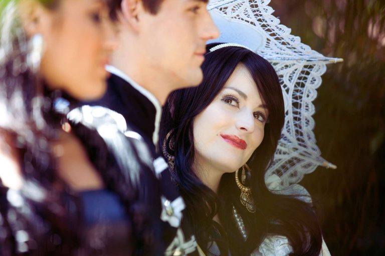 image of a bride looking at her groom